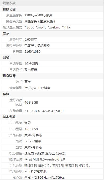 荣耀首款千元价位全面屏四摄手机大降价