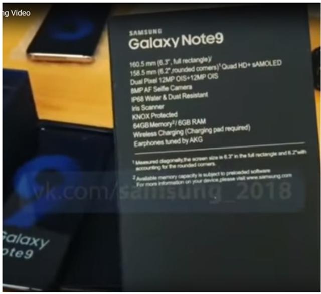 三星Galaxy Note 9遭提前开箱,外观细节全被暴露