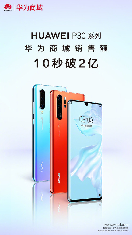华为P30系列首销战报