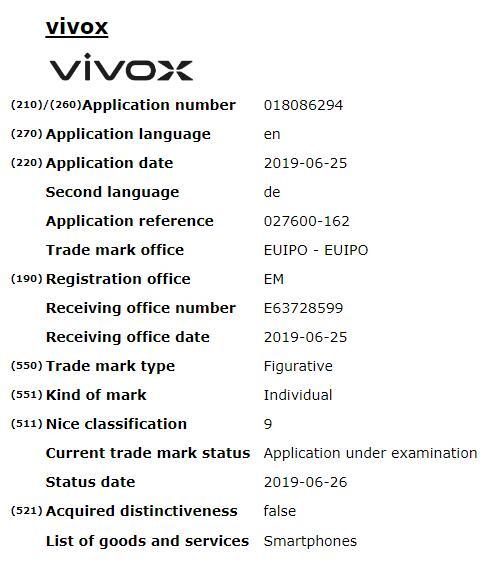 VivoX商标申请曝光 或为基于APEX 2019概念设计的无按键5G智能机