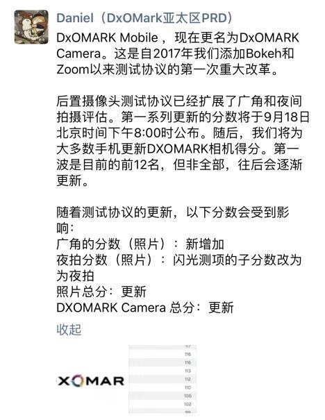 DxOMark更新测试协议 18日晚8点公布全新得分排名