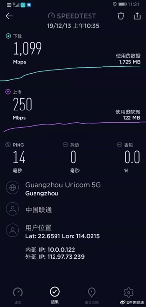 联通电信开通国内首个5G SA共建共享商用站点：速率喜人