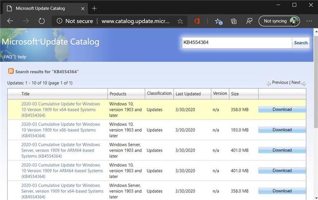 微软 Win10 KB4554364 更新补丁发布,修复无法连接网络问题