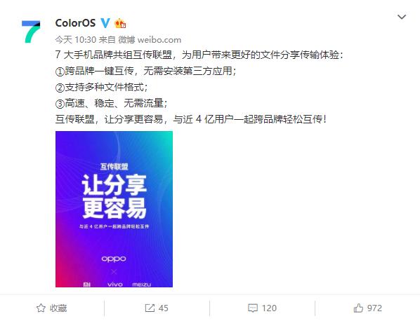 魅族等四个品牌加入互传联盟,近 4 亿用户受益